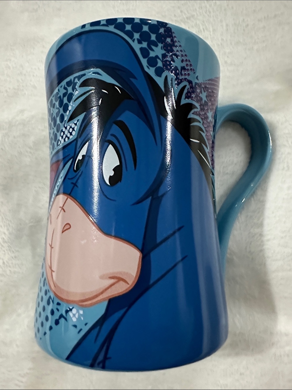 DISNEY Eeyore 14oz Blue Ceramic Character Mug EUC Whimsical Fun Collectable